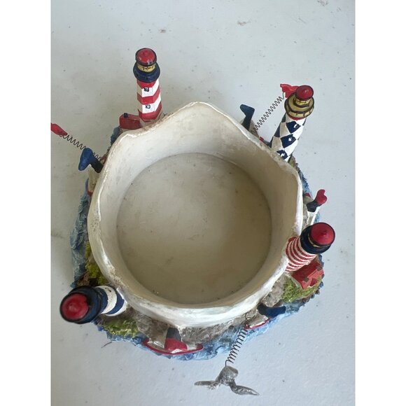 Candle Holder Nautical-Themed Lighthouse Sailboat and Flying Birds Resin - Picture 6 of 10